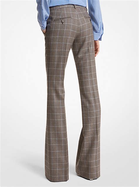 glen plaid wool flared pants michael kors|Haylee Glen Plaid Stretch Wool Flannel Flared Trousers.